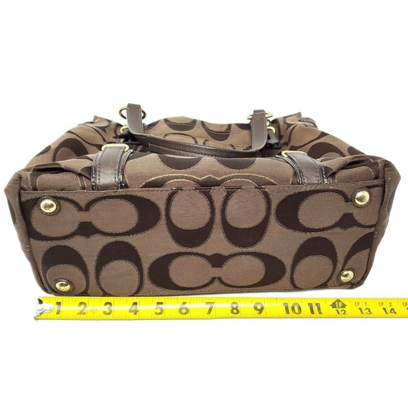 Coach Mia Handbag Signature Jacquard Sateen Satchel Bag Purse Brown Style 15402 - Picture 3 of 11